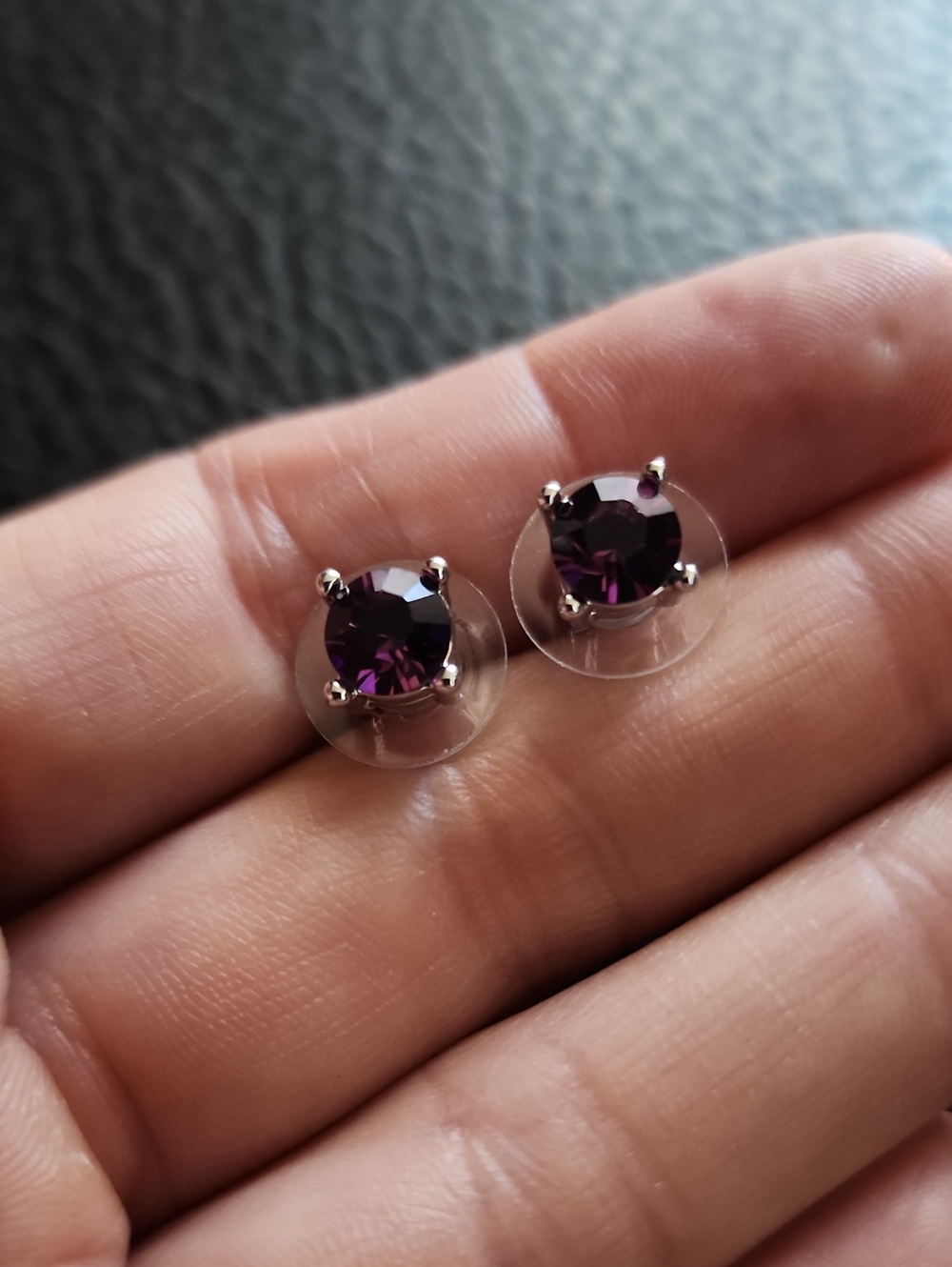 Purple Crystal Stud Earrings - Women Jewelry